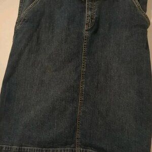 JANEVILLE Dark Denim Jean Skirt Women's Sz 12 Back Slit 4pkt